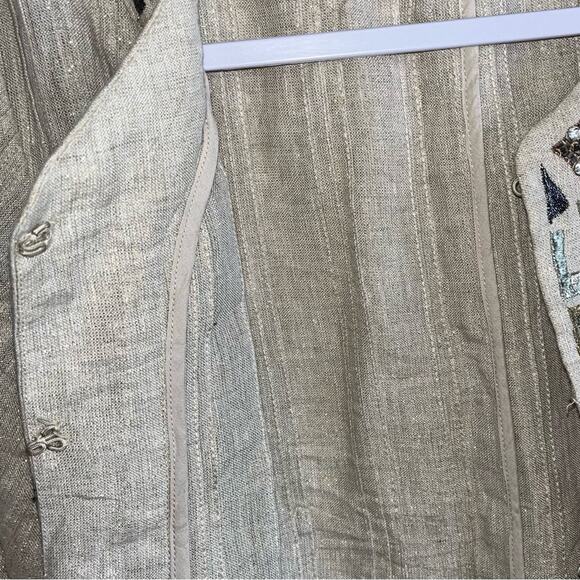 Chico’s Womens Tunic Linen Blend Blazer Jacket Size Medium Jewl Embroidered - Picture 12 of 16